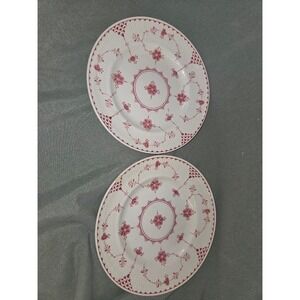 Franciscan Erica English Ironstone Red Floral Bread and Butter Plates Set of 2